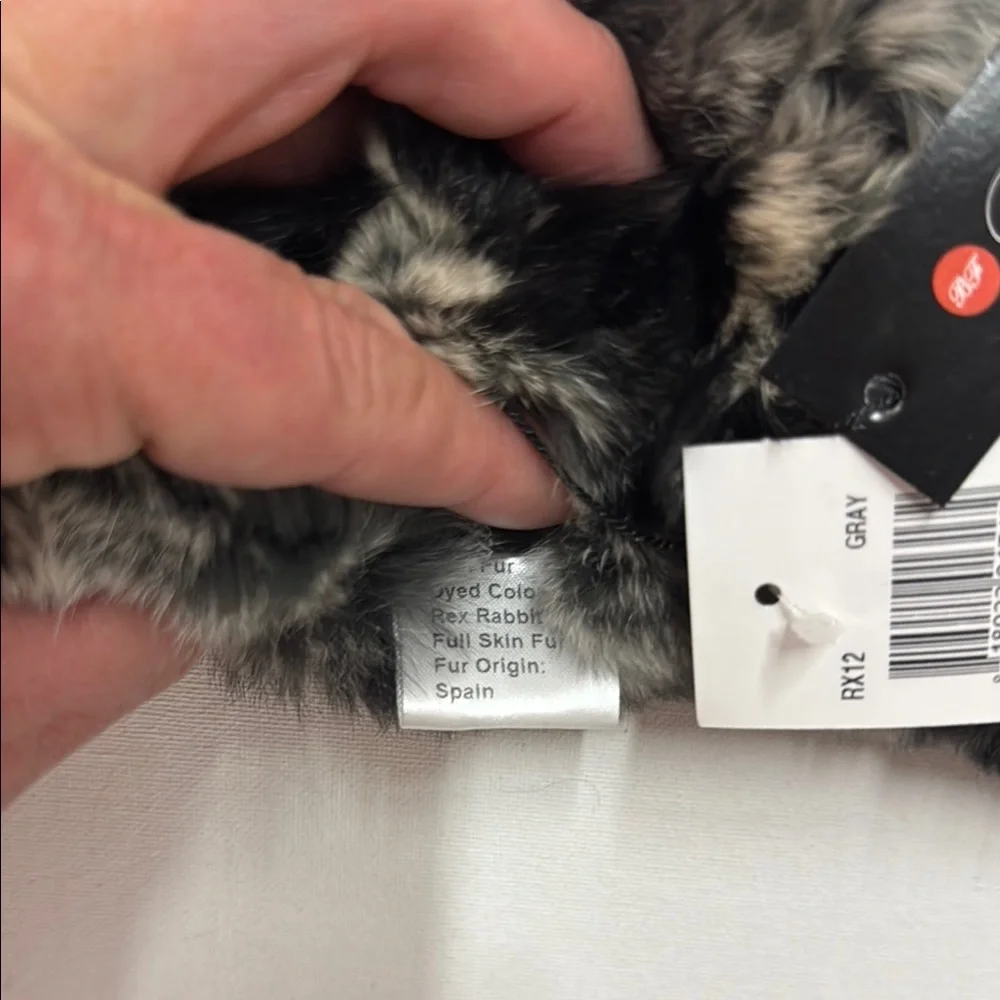 Luxurious Black & Gray Rabbit Fur Wrap Scarf — Chinchilla-Look Elegance 🖤🩶